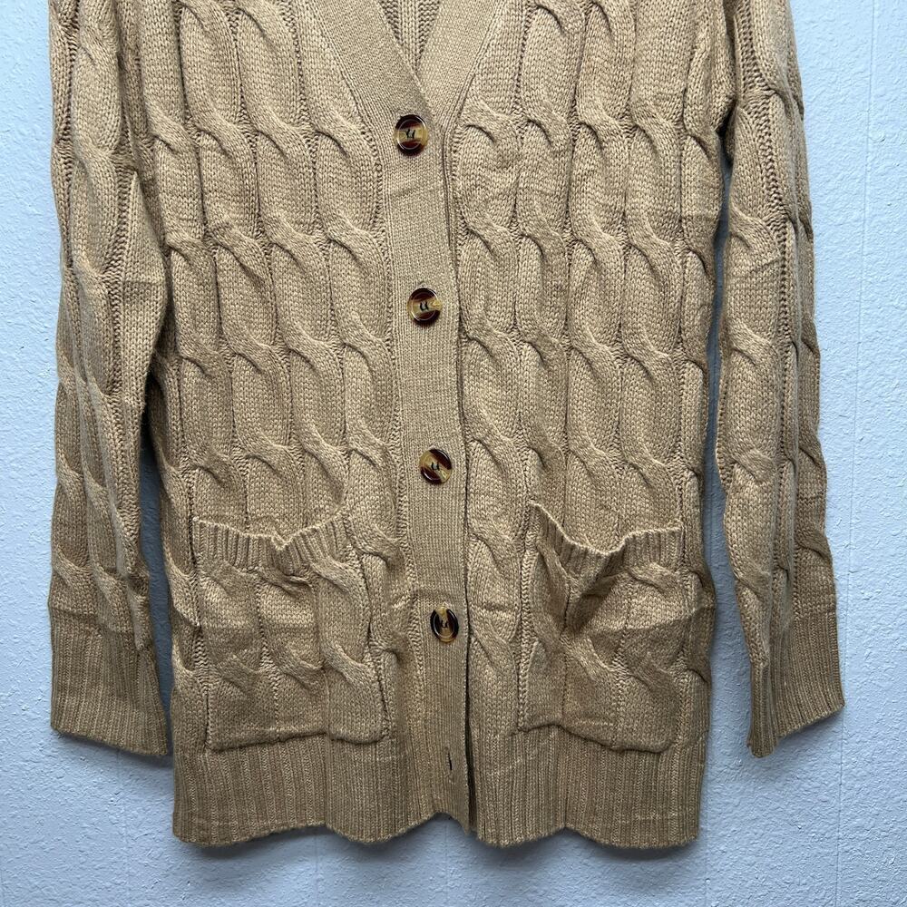 Pretty Garden Fisherman Button Front Womens Cardigan Large Academia Cable Knit - Picture 5 of 13